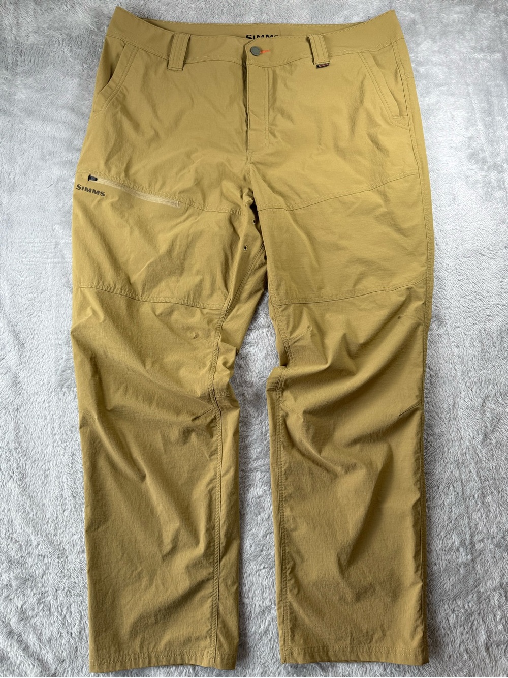 Simms Fishing Pants Men’s 42R Tan Stretch Nylon Hiking Wading Outdoor Pants